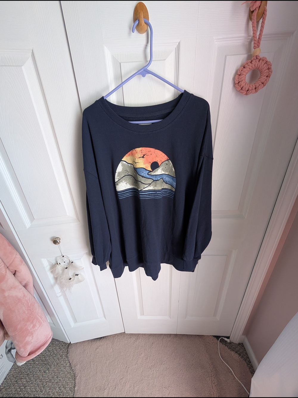 C&C California Navy Pullover with Sunset Wave Graphic